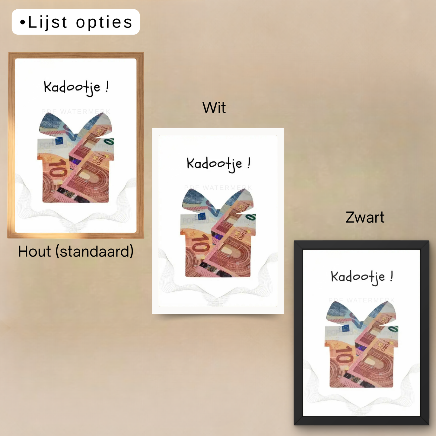 Fotolijst geldcadeau - Kadootje -  geld cadeau