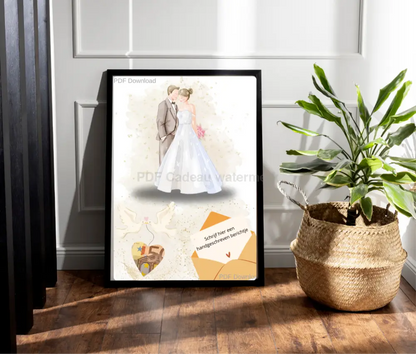geld cadeau bruiloft in fotolijst