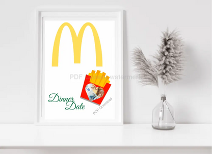 Dinner date Mac Donalds. Verwen valentijnscadeau voor je geliefde - PDF Cadeau