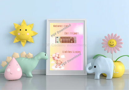 Geboren met een miljoen kusjes - PDF cadeau voor een meisje - PDF Cadeau