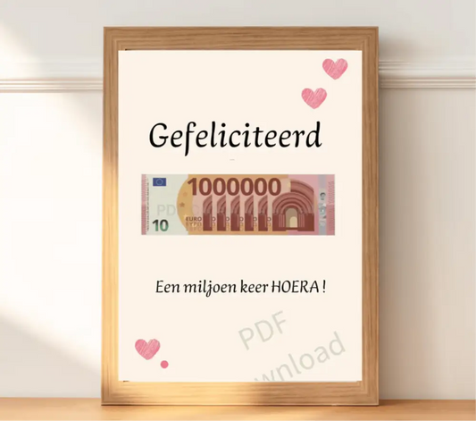 fotolijst geld cadeau Gefeliciteerd Miljoen' – PDF download