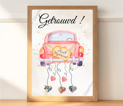 geld cadeau huwelijk auto bruiloft een huwelijks geld cadeautje 