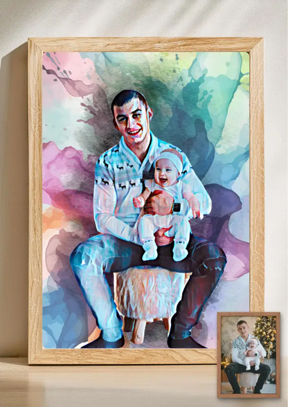 schilderij van foto laten maken met aquarel portret