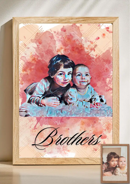 Gepersonaliseerd aquarel portret – Unieke print op basis van jouw foto 072 - PDF Cadeau