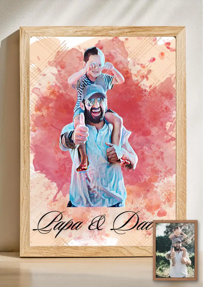 Gepersonaliseerd aquarel portret – Unieke print op basis van jouw foto 072 - PDF Cadeau