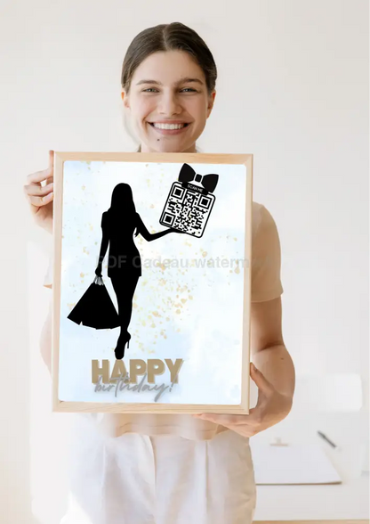 DIY verjaardag QR-code cadeau printen en inlijsten