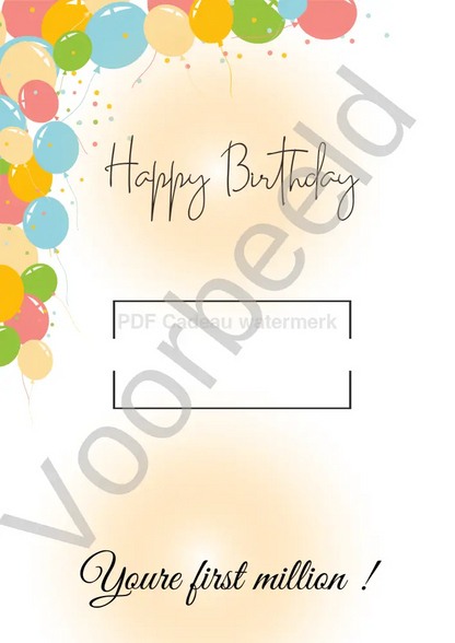 Voorbeeld print Happy birthday - PDF cadeau - PDF Cadeau