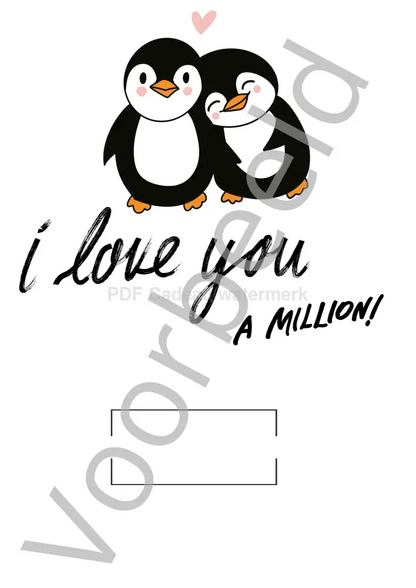 Voorbeeld print I love you a million- PDF cadeau - PDF Cadeau