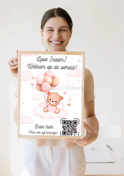 Lieve babyprint met QR-code en persoonlijke boodschap