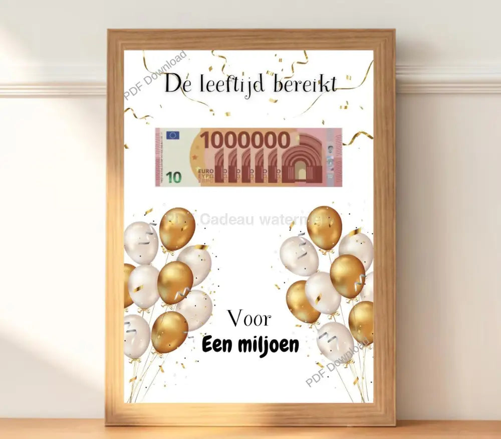De leeftijd bereikt - PDF cadeau felicitatie miljoen - PDF Cadeau